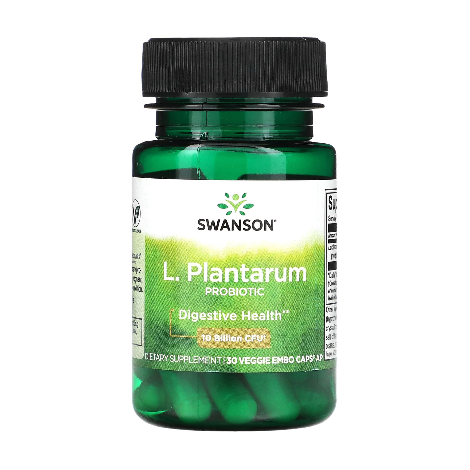 Пробіотик Swanson L. Plantarum Probiotic 10 млрд КУО, 30 веганських капсул